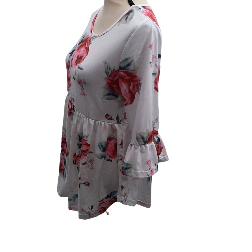 Floral Bell Sleeve Skater Dress Tunic Small Unbranded One Size See Measurements - Picture 3 of 4